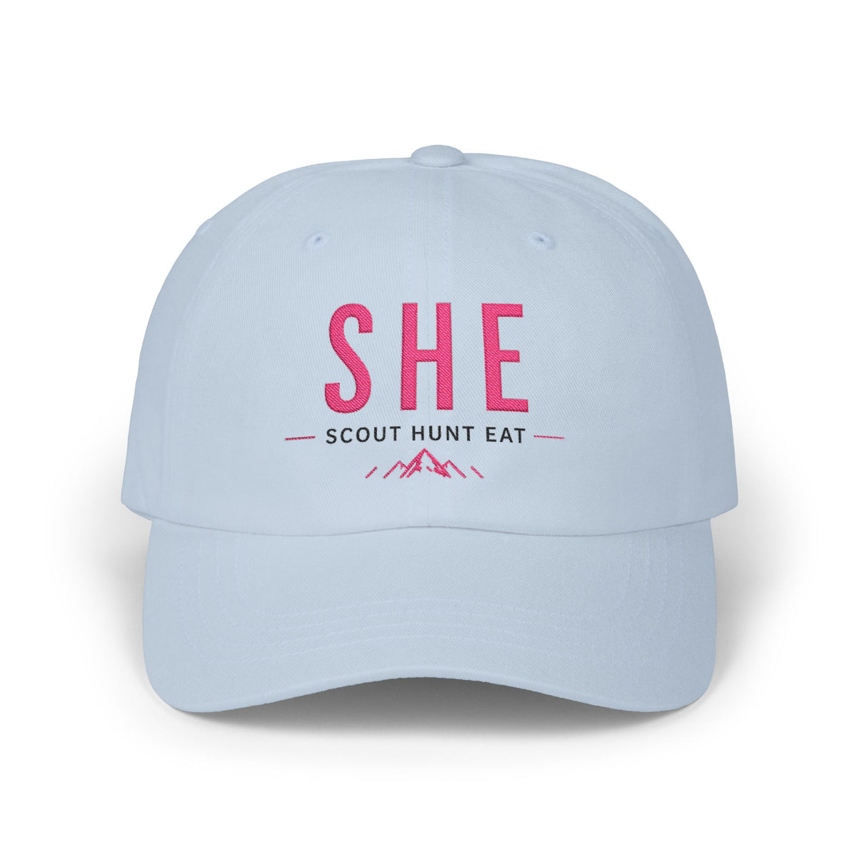 SHE Scout Hunt Eat Embroidered Dad Cap — Women's Outdoor Adventure Hat